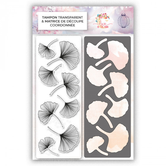 Set of combinable clear stamps + dies coordinated - Ginkgos 