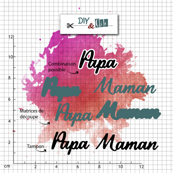 Duo die-tampon clear : Papa, Maman - DIY and Cie 