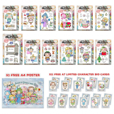 Janet Klein Season Of Sparkle Stamp Bundle + A4 Free Poster and Bio Cards - AALL and Create 