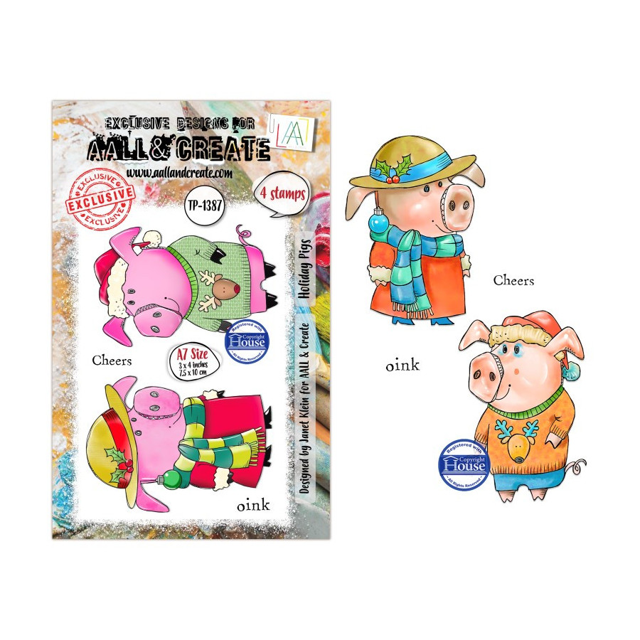Tampon Clear - 1387 - Holiday Pigs - AALL and Create 