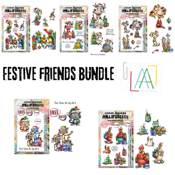 Autour De Mwa Festive Friends Bundle + Free Limited Edition A7 Stamp Set - AALL and Create 