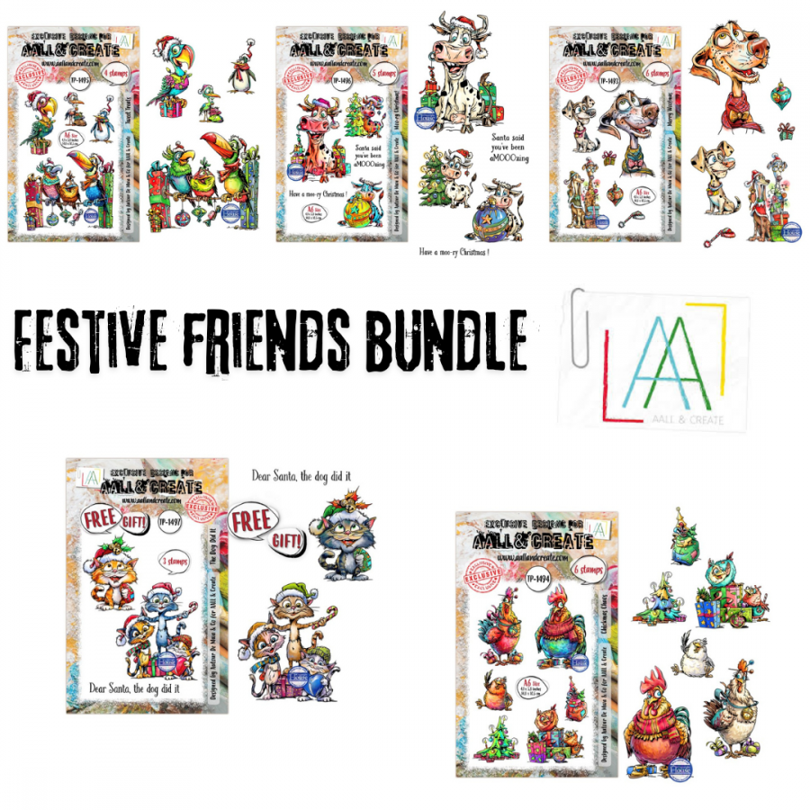 Autour De Mwa Festive Friends Bundle + Free Limited Edition A7 Stamp Set - AALL and Create 