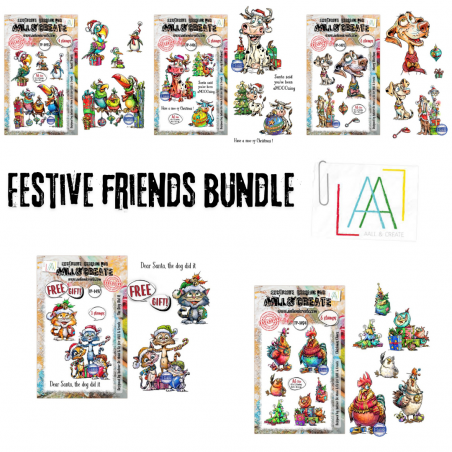 Autour De Mwa Festive Friends Bundle + Free Limited Edition A7 Stamp Set - AALL and Create 